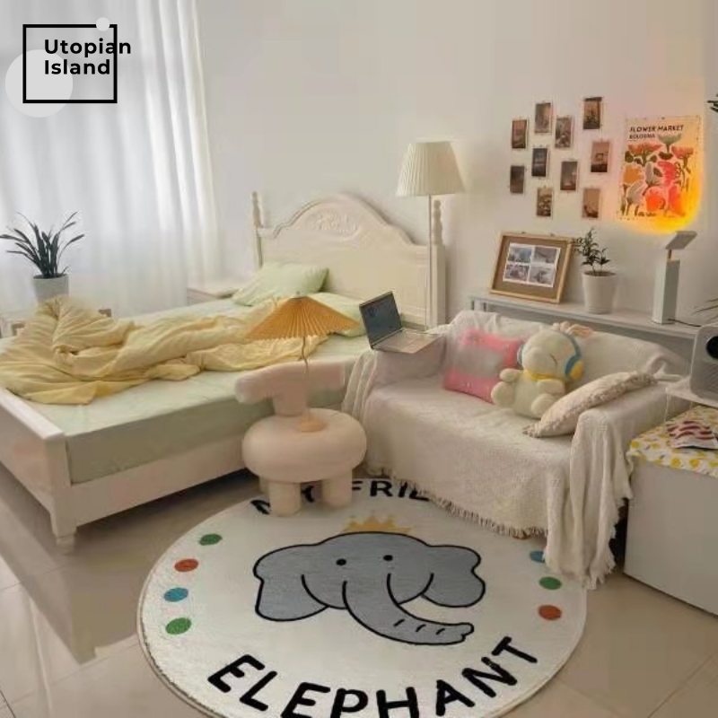 Area Round Rug Animal Friends