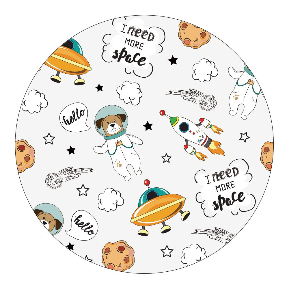 Nursery Cartoon Style Area Round Rug