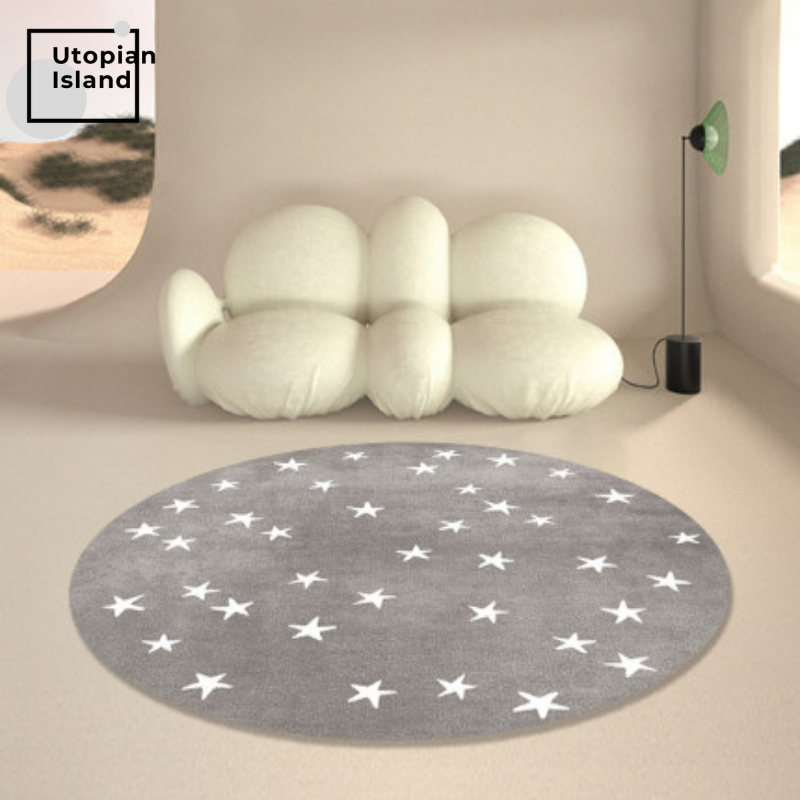Area Round Rug Stars Pattern