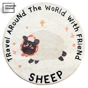Area Round Rug Animal Friends
