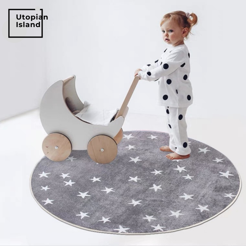Area Round Rug Stars Pattern
