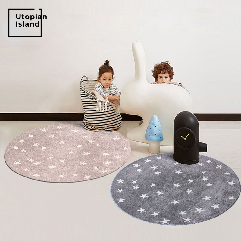 Area Round Rug Stars Pattern