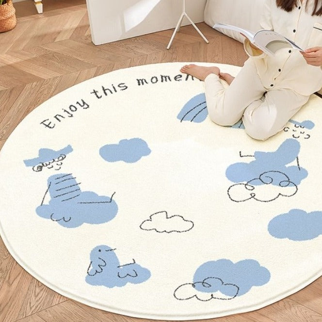 Nursery Area Round Rug Good Night