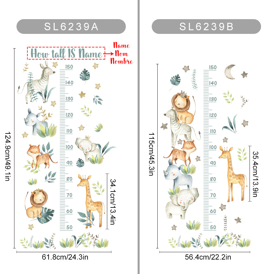 Custom Baby Name Wall Decals Growth Chart Animals
