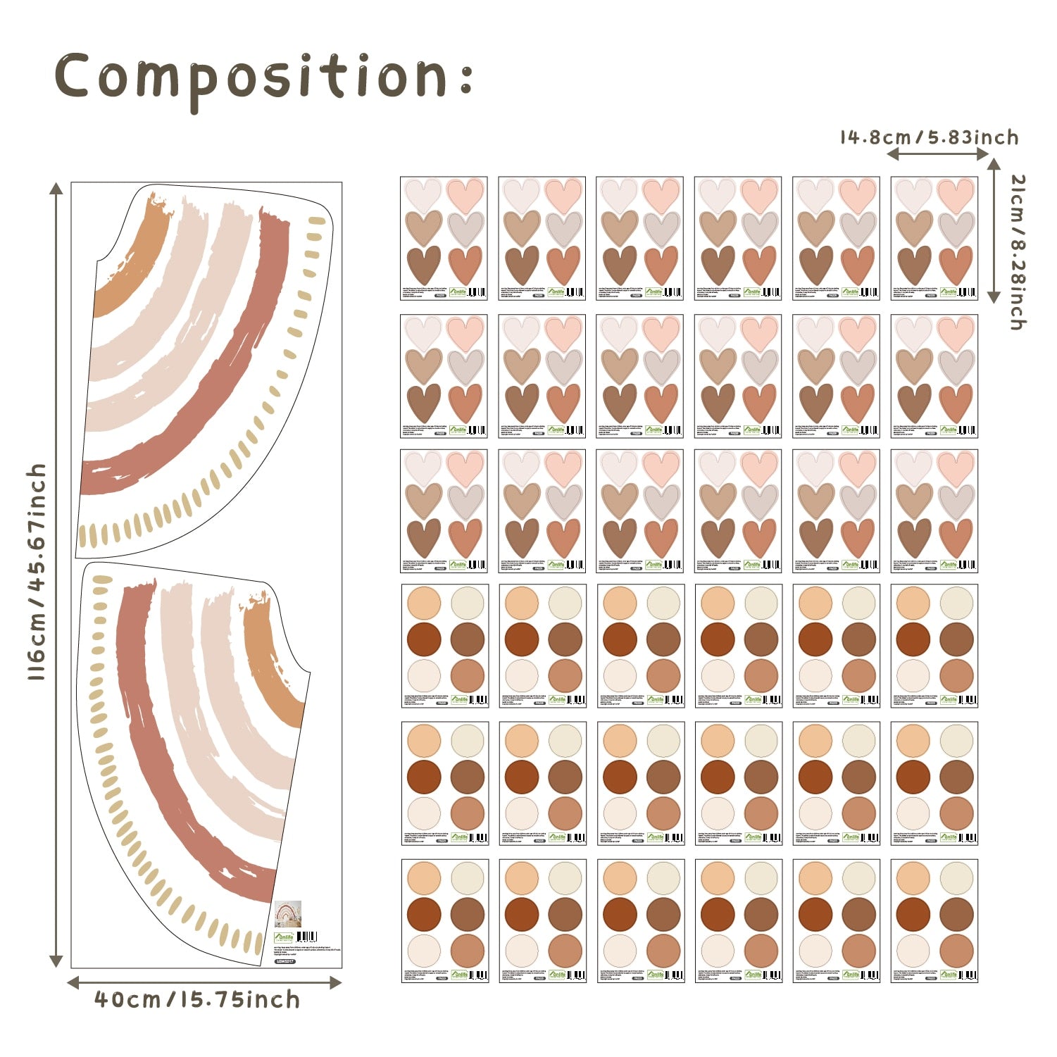 Boho Pattern Rainbows Wall Decals