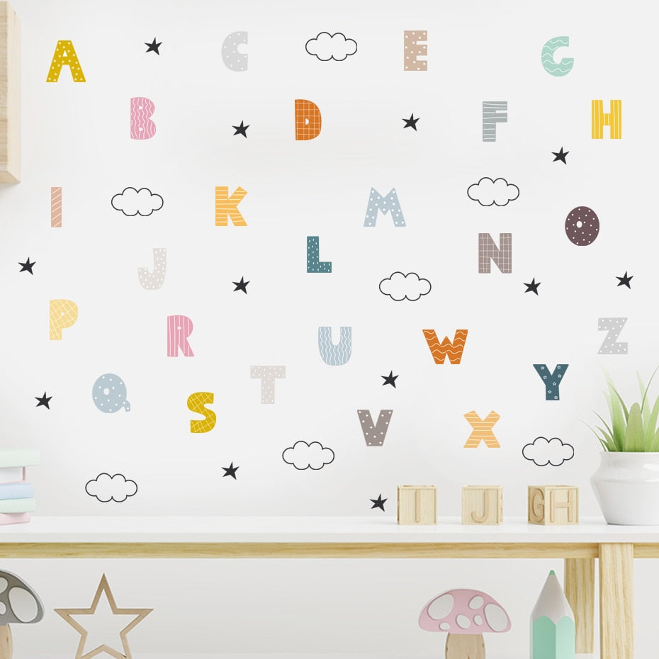 Cartoon Wall Decals 26 Cloudy Alphabet