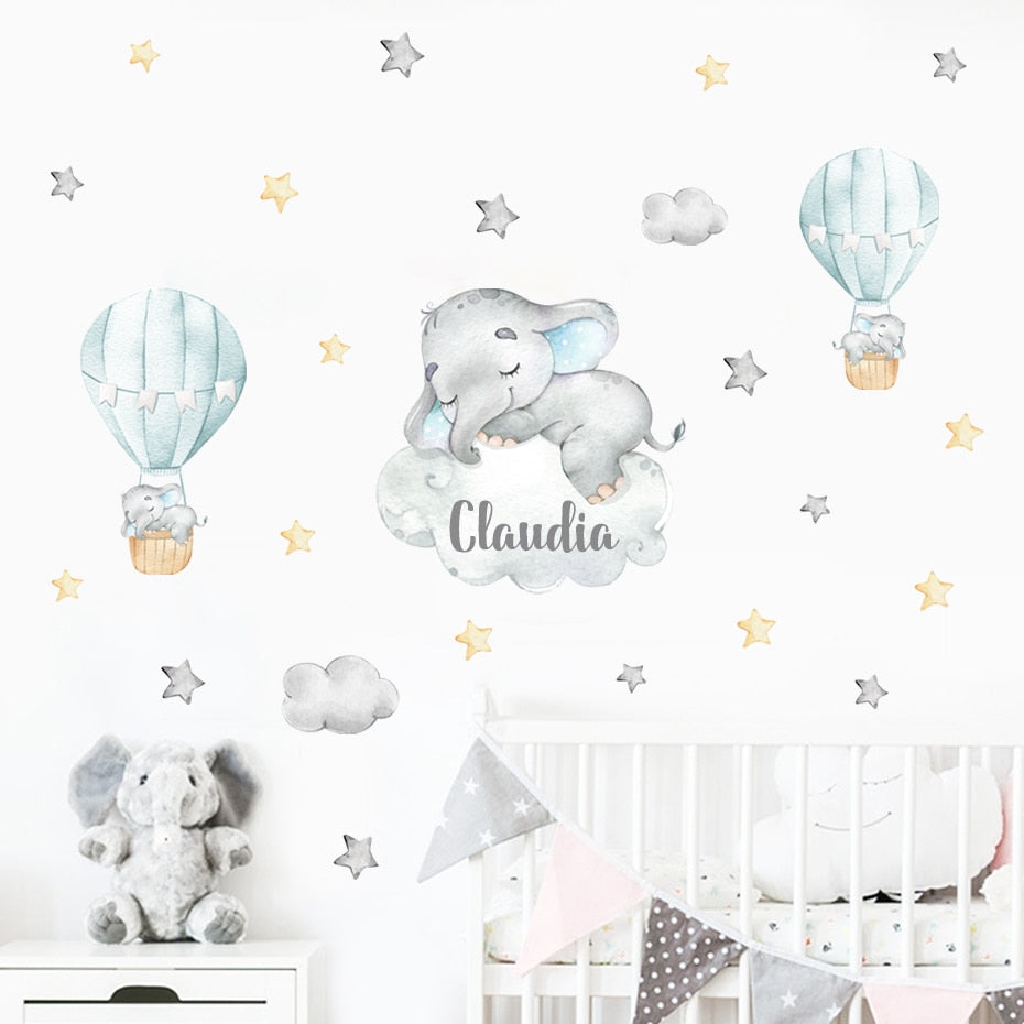 Custom Name Hot Air Balloon Wall Decals