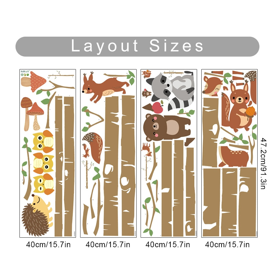 Nursery Wall Decals Birch Trees Forest Animals