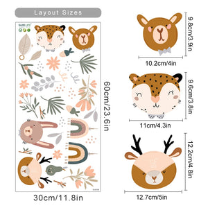 Cartoon Wall Decals Rainbows Cute Animal Faces