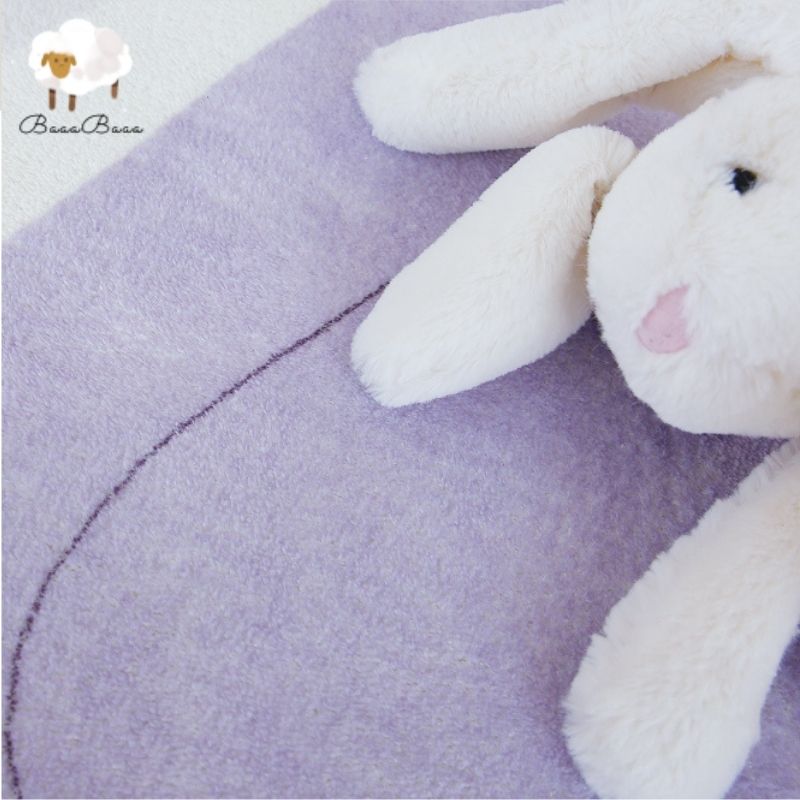 Nursery Area Round Rug Purple Art