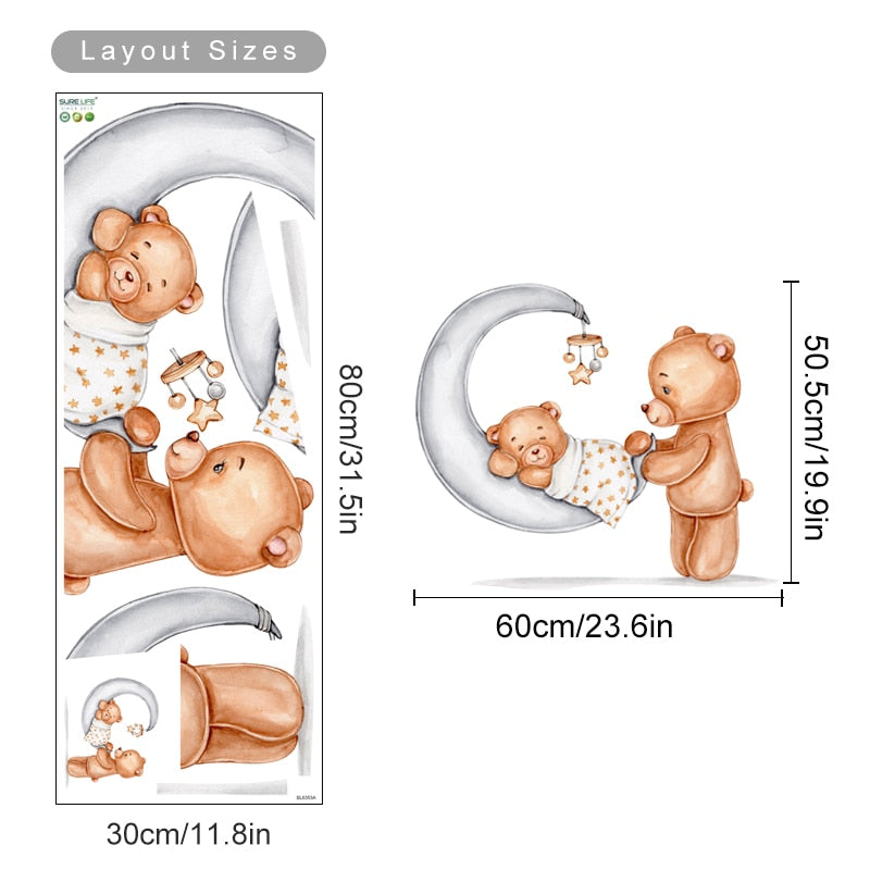 Cartoon Wall Decals Cute Teddy Bears