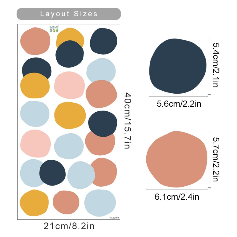 Cartoon Wall Decals Colorful Polka Dots