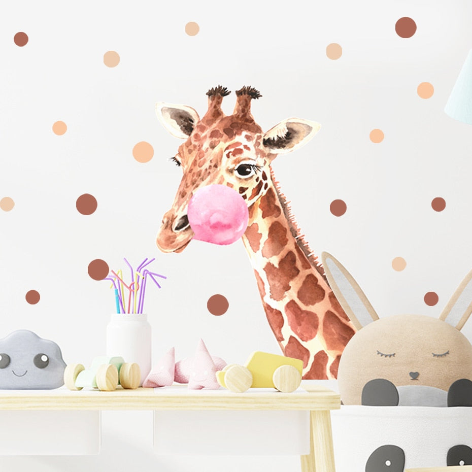 Nursery Wall Decals Floral Giraffe Polka Dots