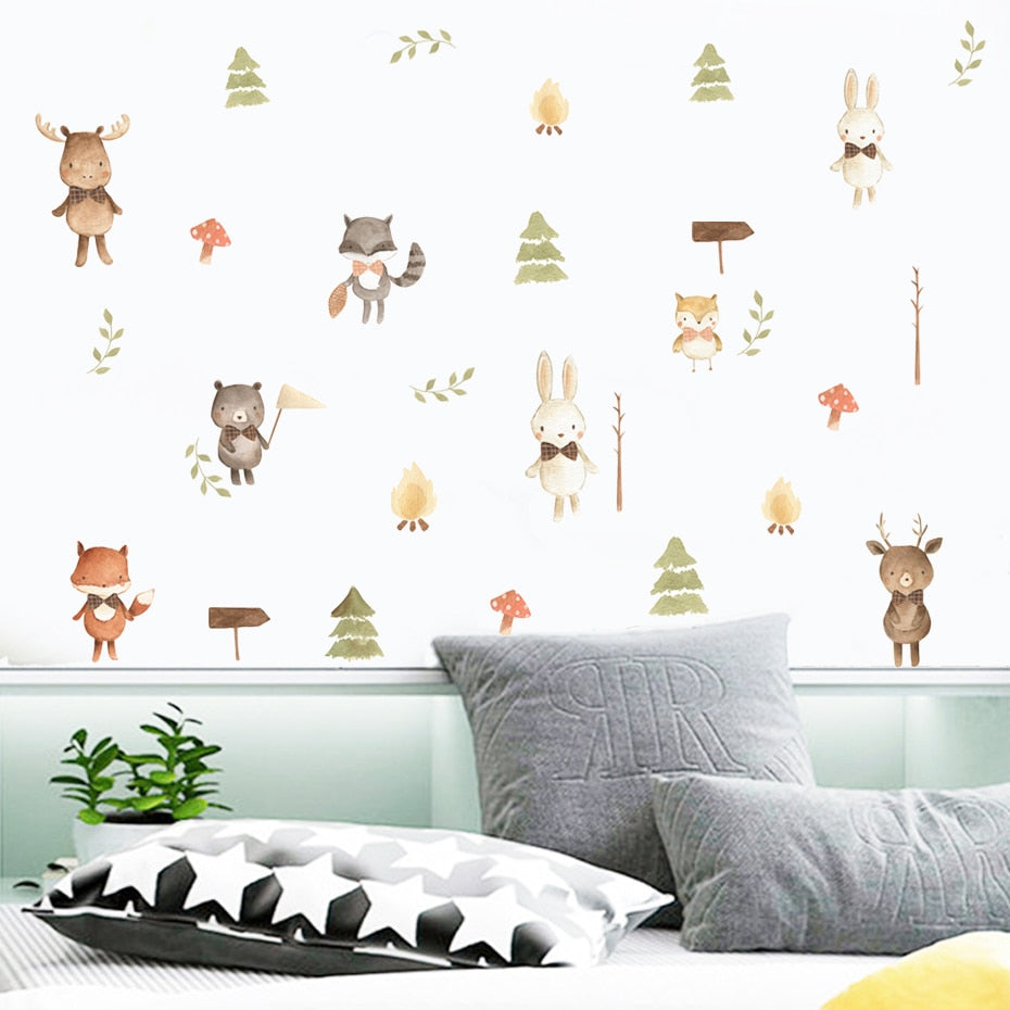 Cartoon Wall Decals Cute Forest Animals