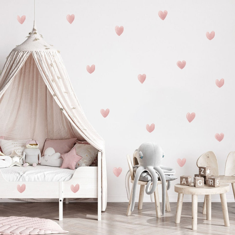 Pattern Wall Decals Pink Hearts
