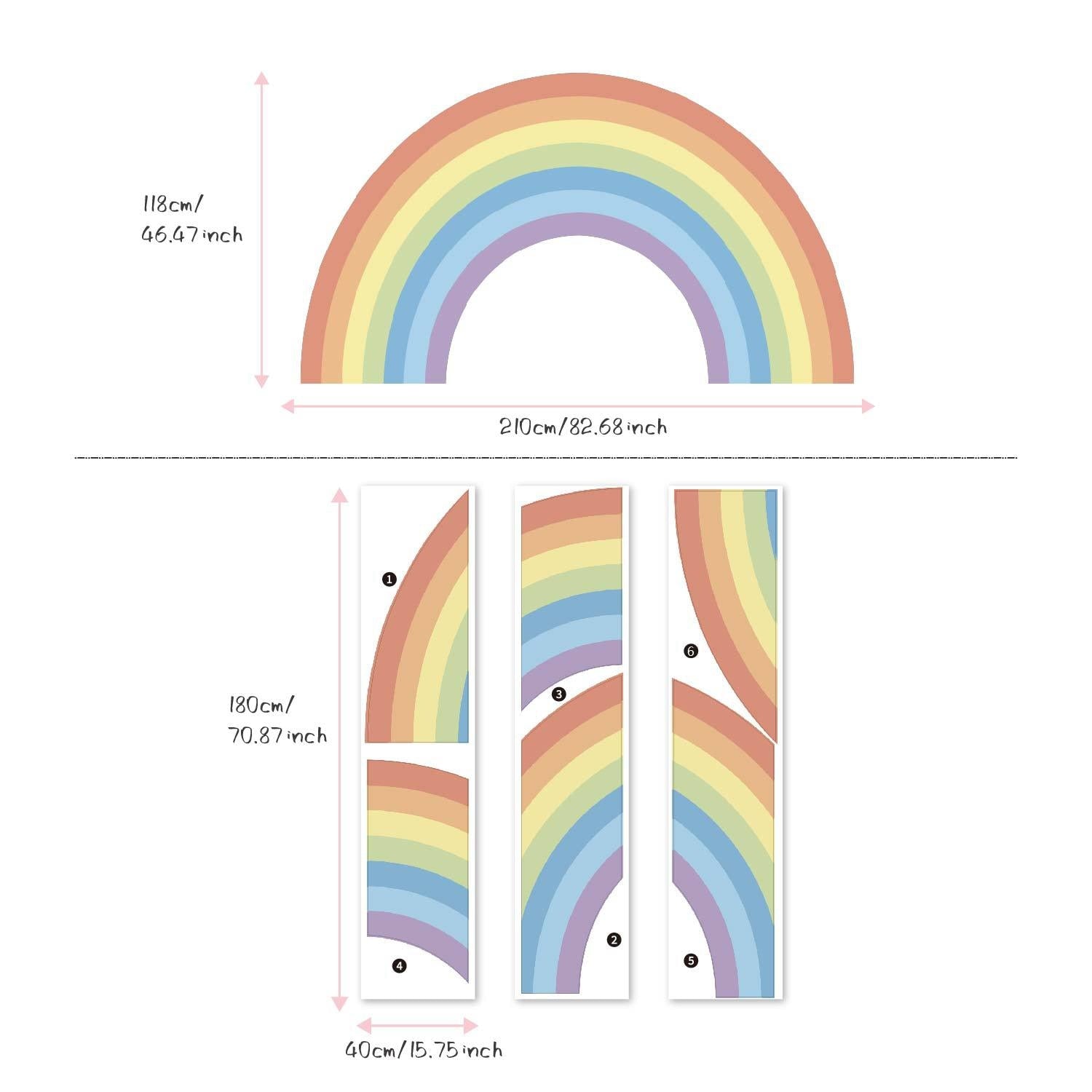 Nursery Wall Decal Large Colorful Rainbow