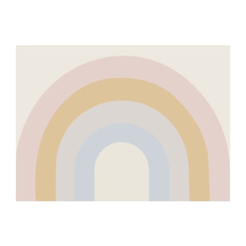 Square Area Rug Light Color Rainbow