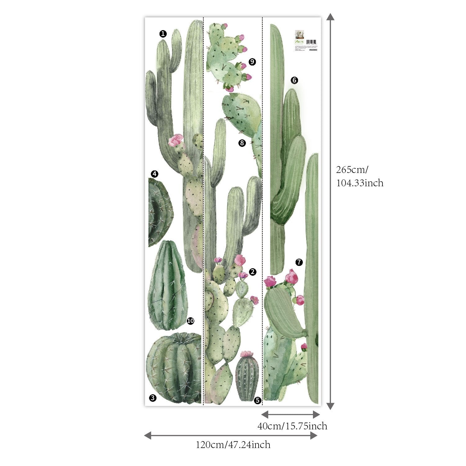 Nursery Wall Decal Large Cactuses