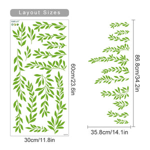 Cartoon Wall Decals Giraffe Green Leaves