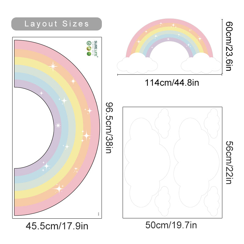 Cartoon Wall Decals Pastel Rainbow Clouds