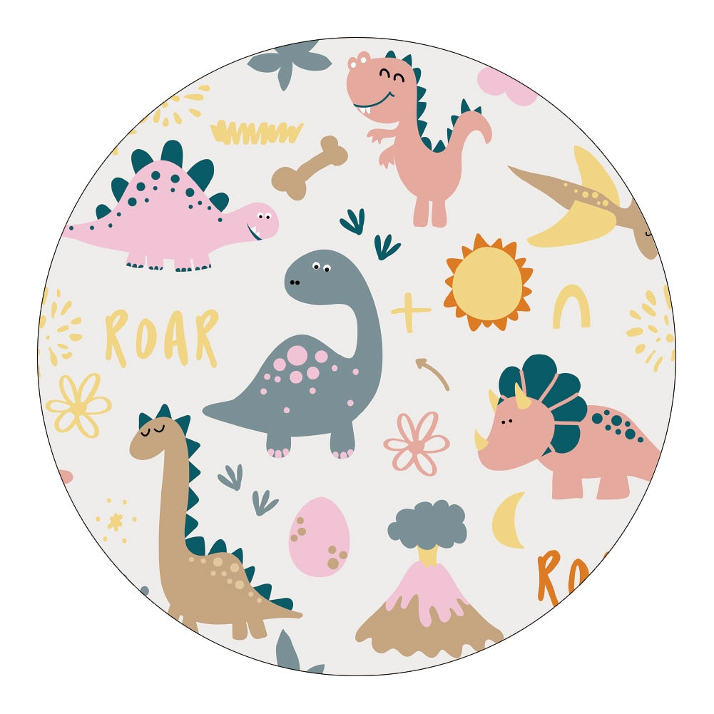 Nursery Cartoon Style Area Round Rug