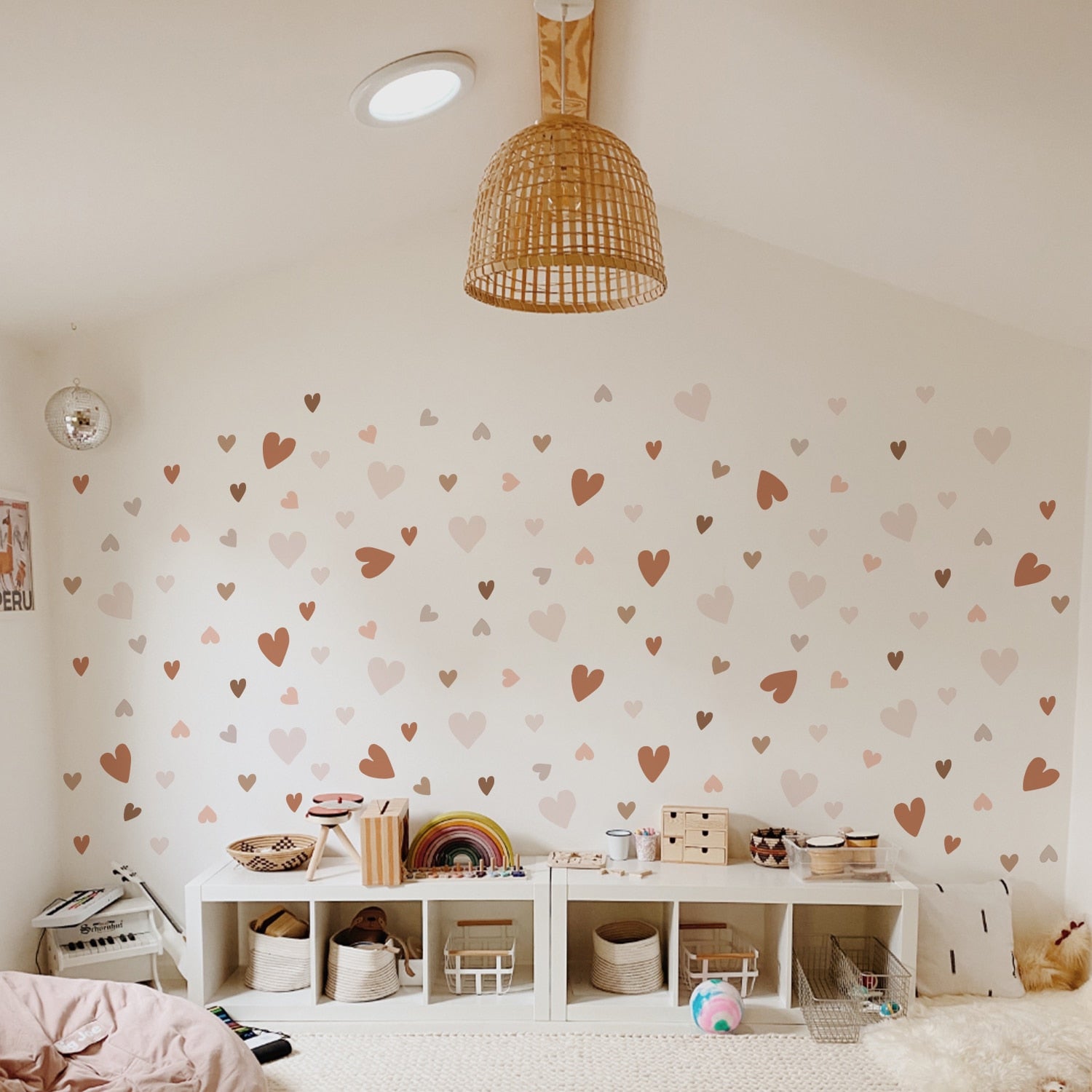 Boho Wall Decals Pink Hearts