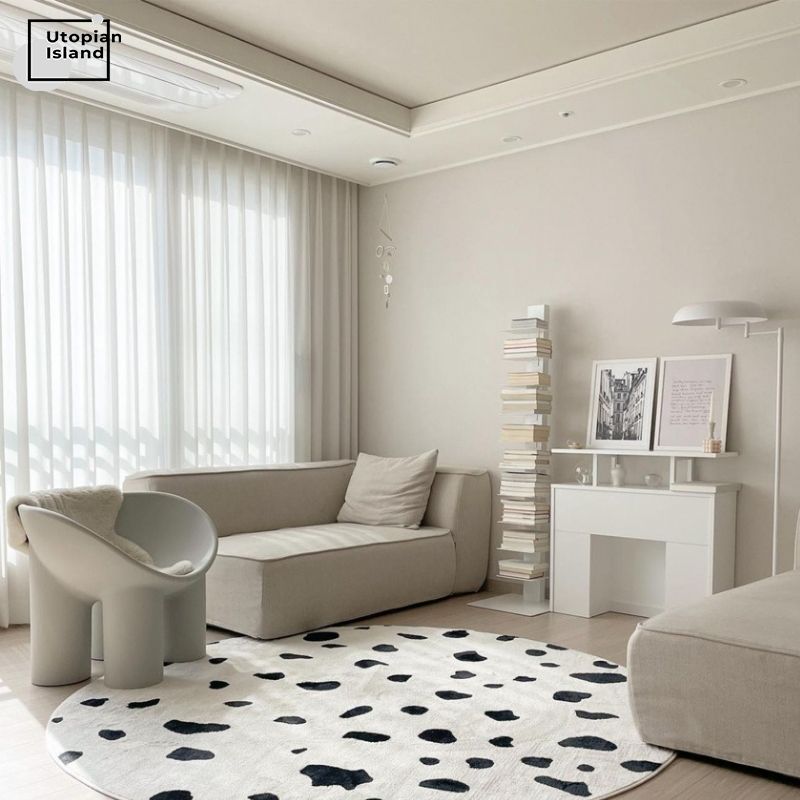 Area Round Rug Dalmatian Pattern