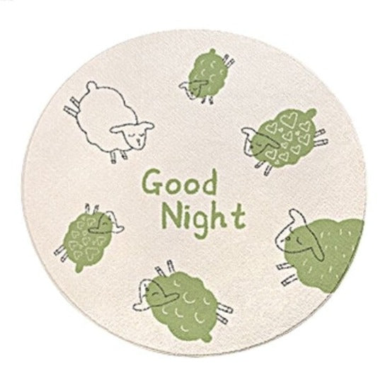 Nursery Area Round Rug Good Night