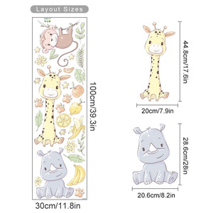 Cartoon Wall Decals Flowers and Cute Animals