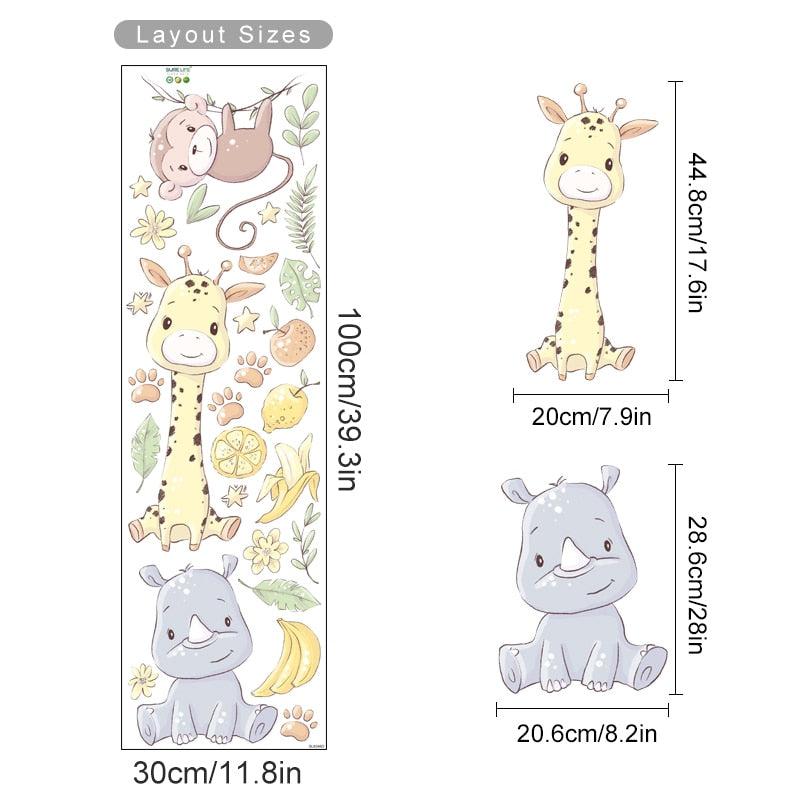 Cartoon Wall Decals Flowers and Cute Animals