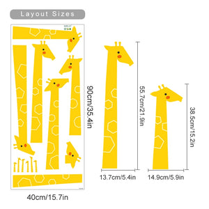 Cartoon Wall Decals Giraffe Green Leaves