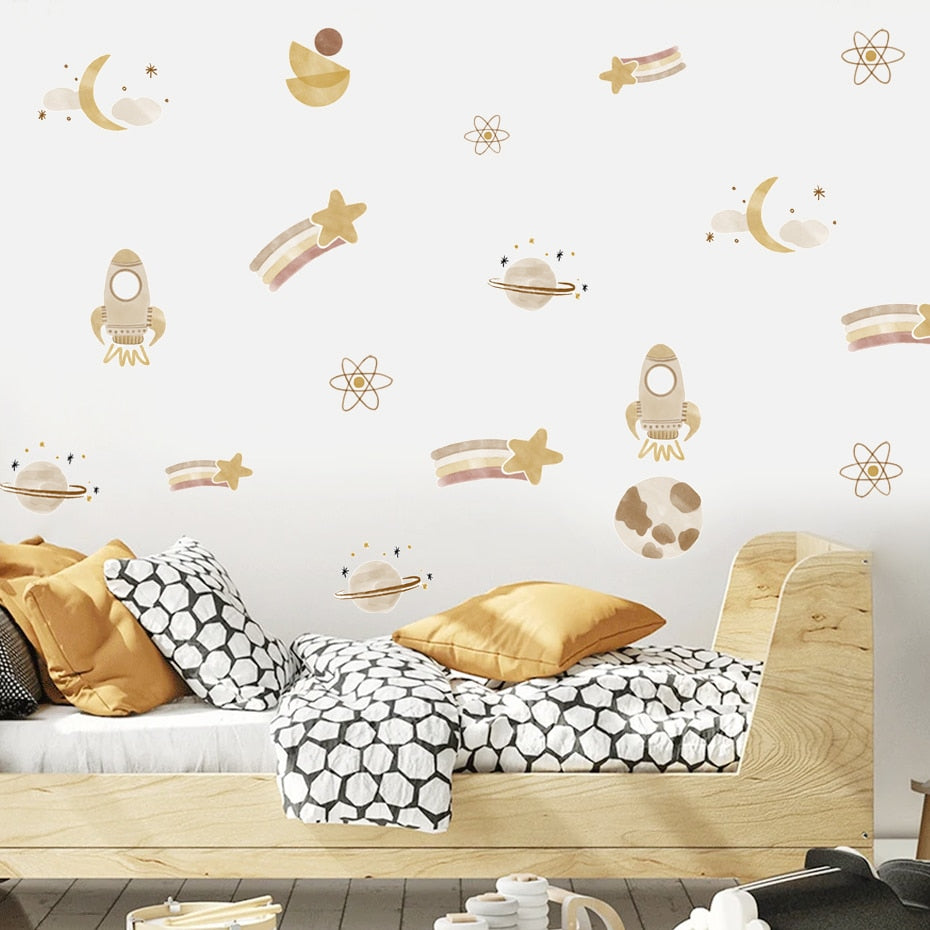 Boho Wall Decals Space Moon Sun Rainbow