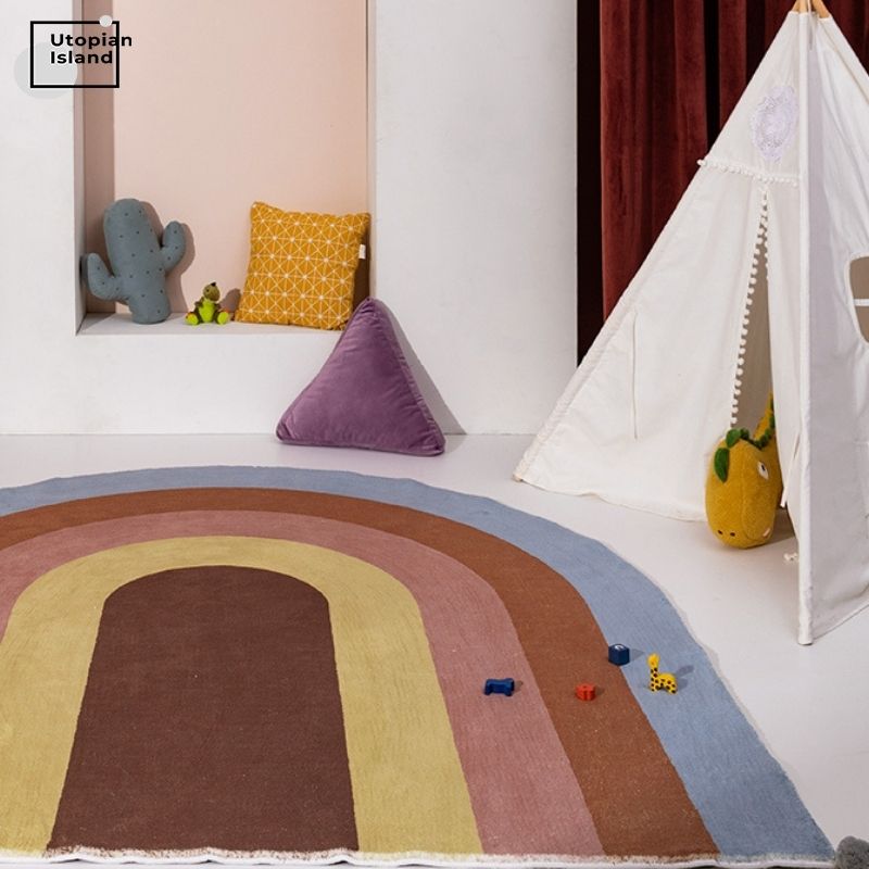 Half Round Area Rug Nordic Rainbow