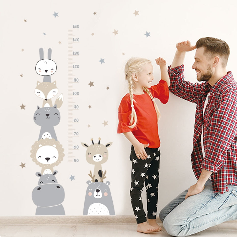 Height Chart Wall Decal Animals Stars