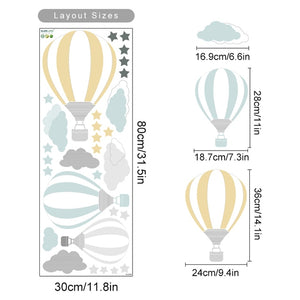 Cartoon Hot Air Balloon Clouds Wall Decals