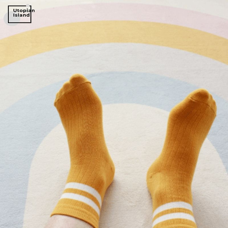 Square Area Rug Light Color Rainbow