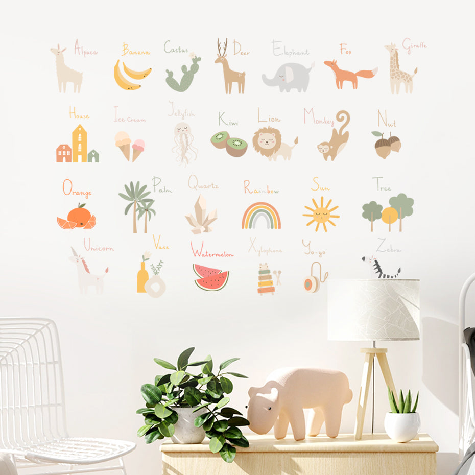 Nursery Wall Decals Animals Fruit Alphabet