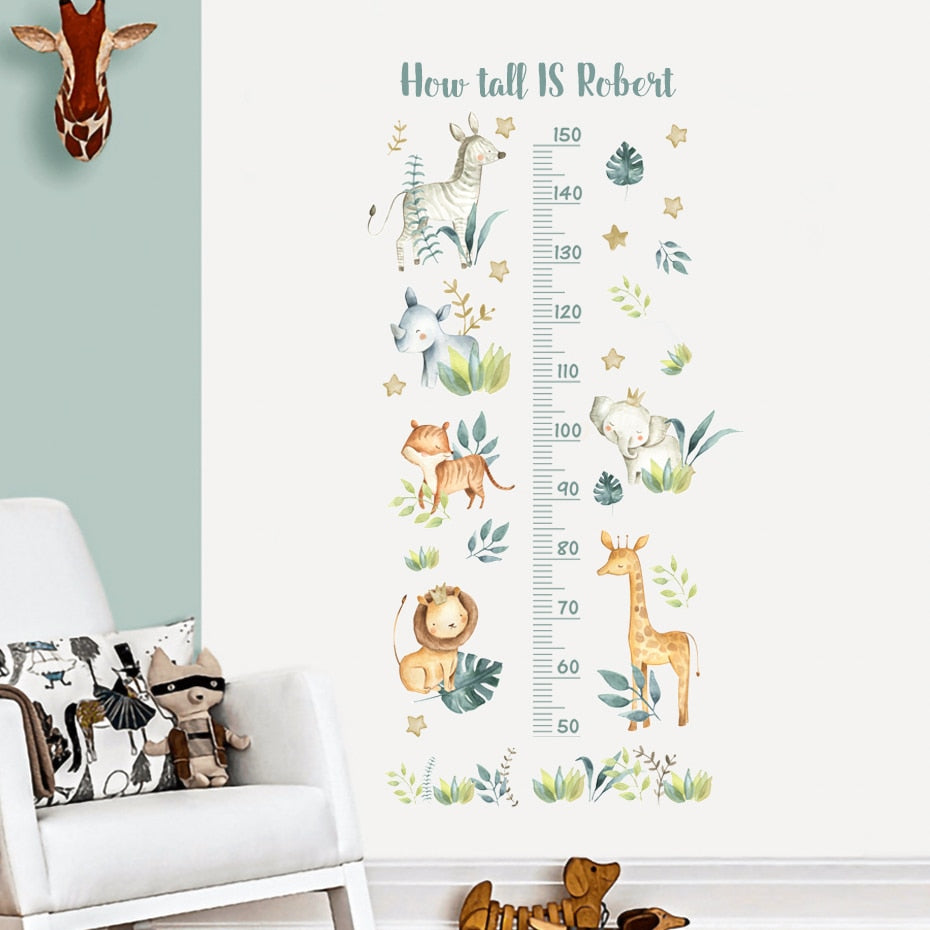 Custom Baby Name Wall Decals Growth Chart Animals