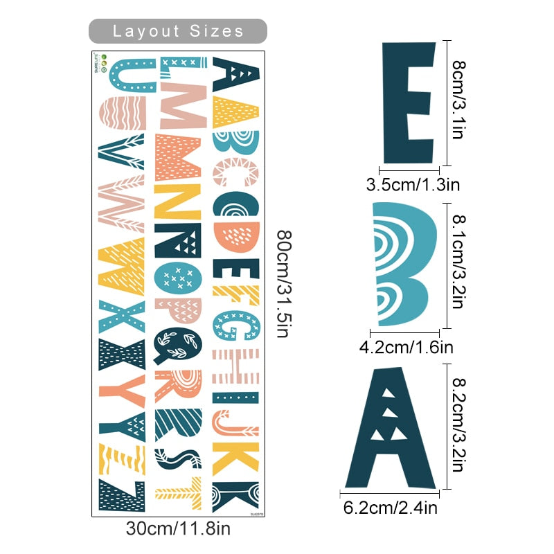 Nursery Wall Decals Colorful Alphabet Letter Rainbows