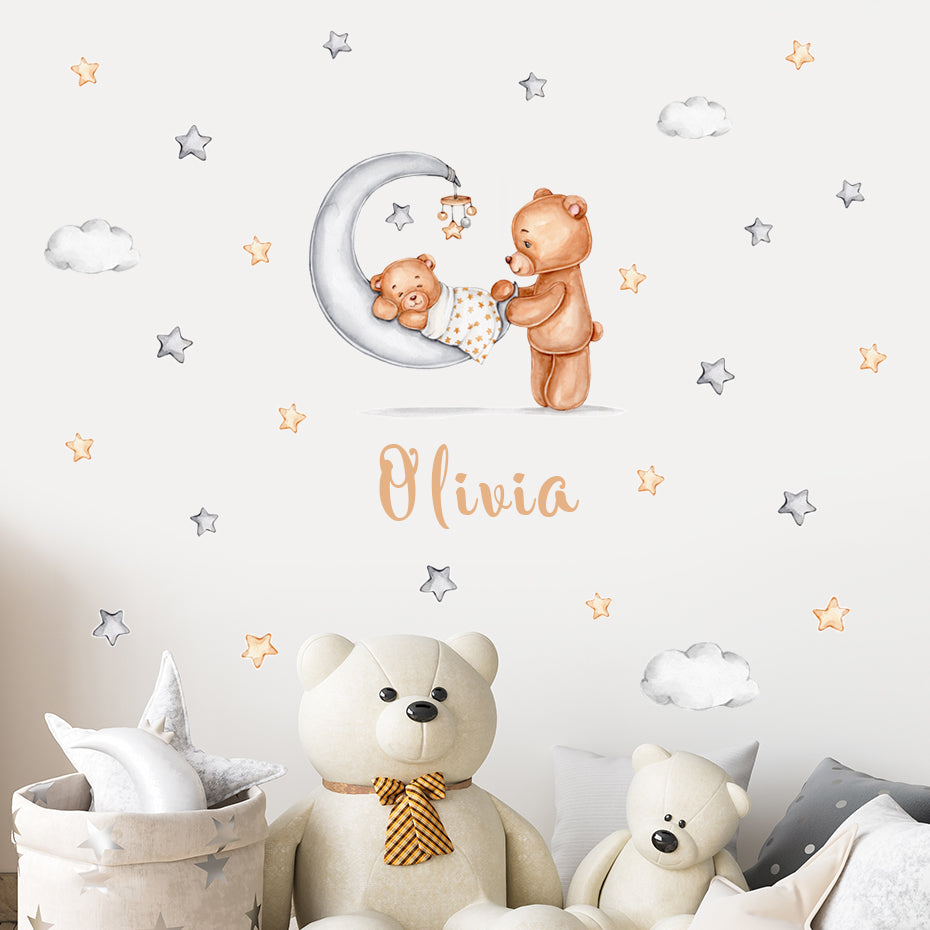 Custom Name Wall Decals Little Bear Stars