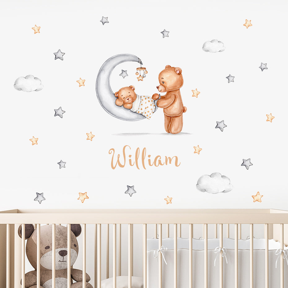 Custom Name Wall Decals Little Bear Stars