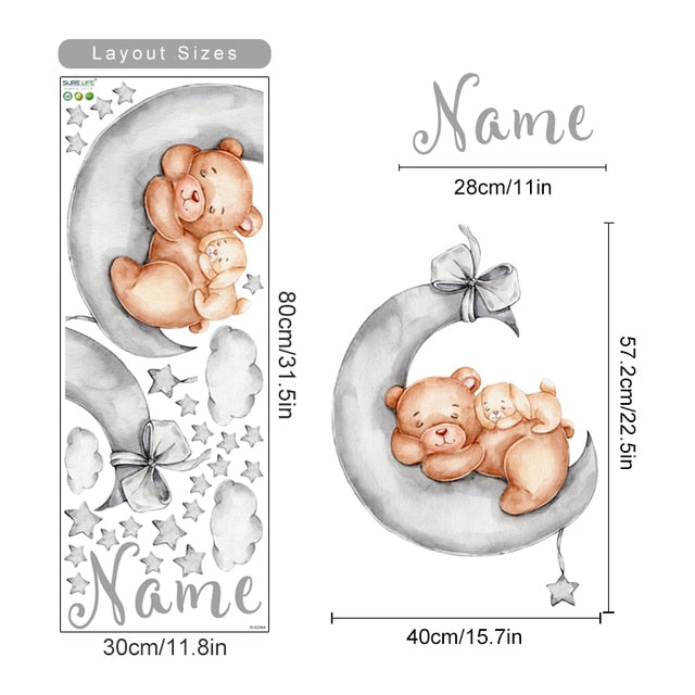 Custom Baby Name Wall Decals Cute Animals