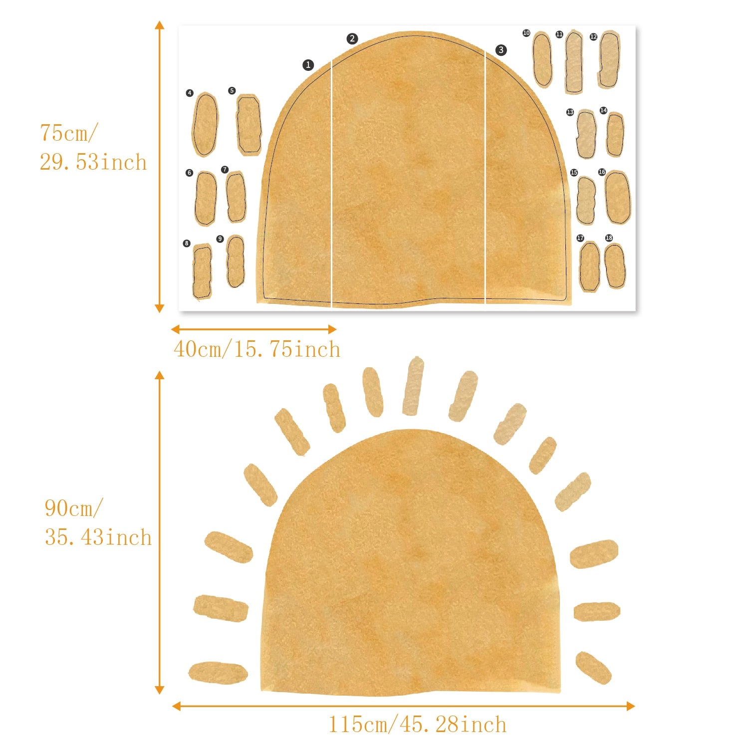 Boho Half Sun Fabric Wall Decal