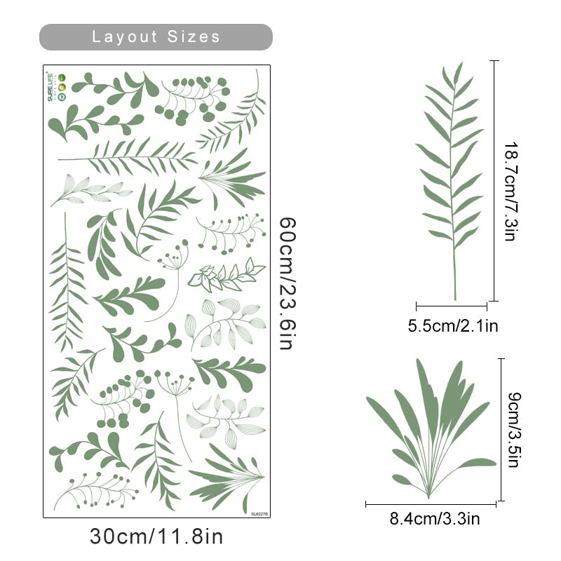 Boho Wall Decals Botanical Leaves