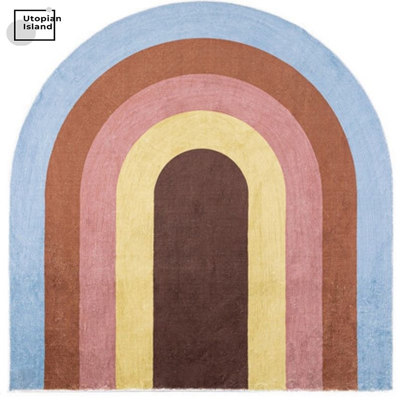 Half Round Area Rug Nordic Rainbow
