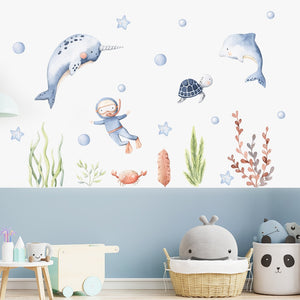 Cartoon Wall Decals Cute Ocean Animal