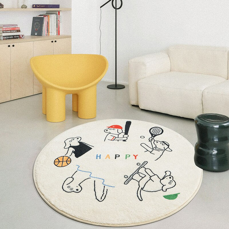 Nursery Area Round Rug Sport Doggos