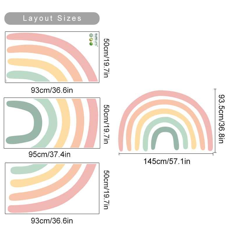 Boho Large Rainbow Colorful Wall Decal