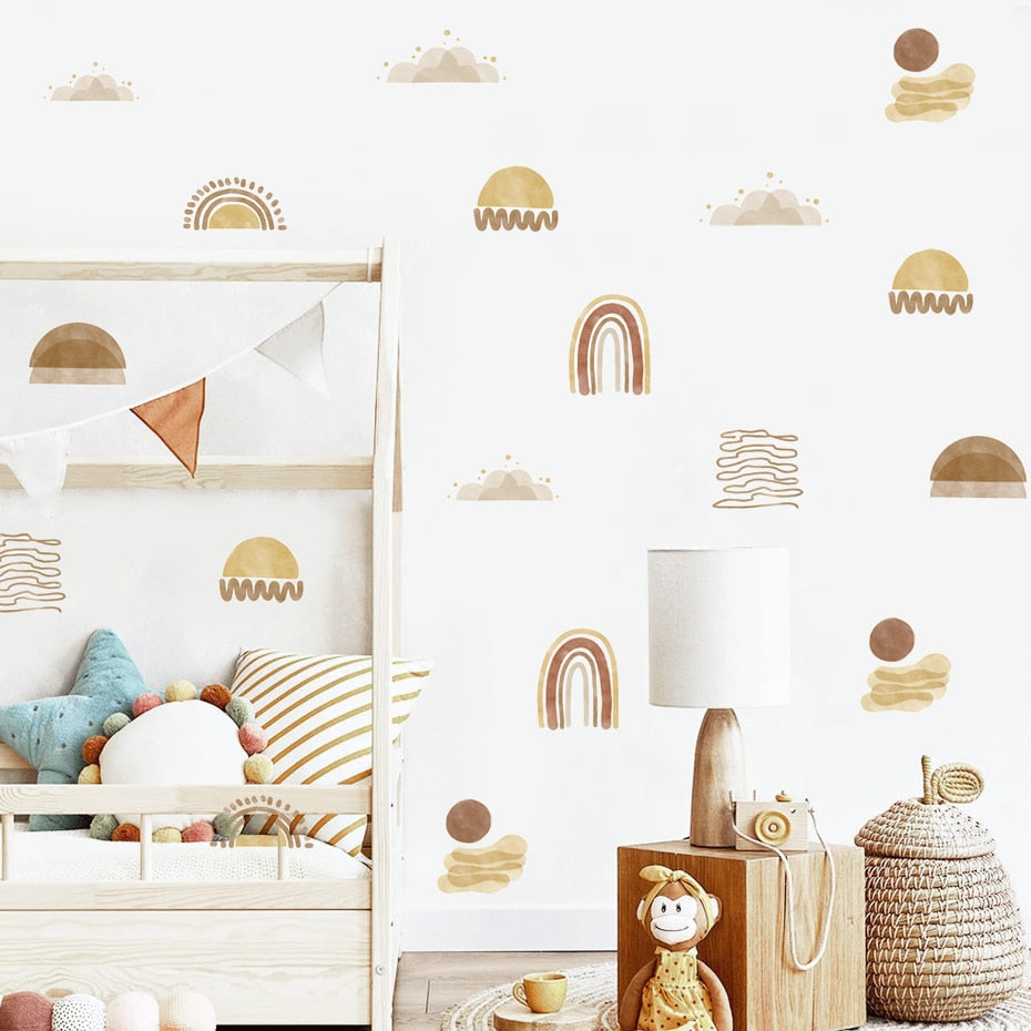 Boho Wall Decals Space Moon Sun Rainbow