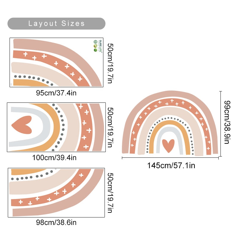 Boho Large Rainbow Colorful Wall Decal